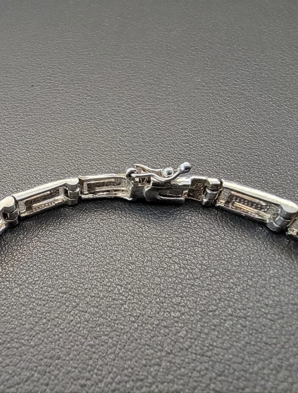 925 Italy ATI Sterling Silver Greek Key Meander Link Bracelet 7.5